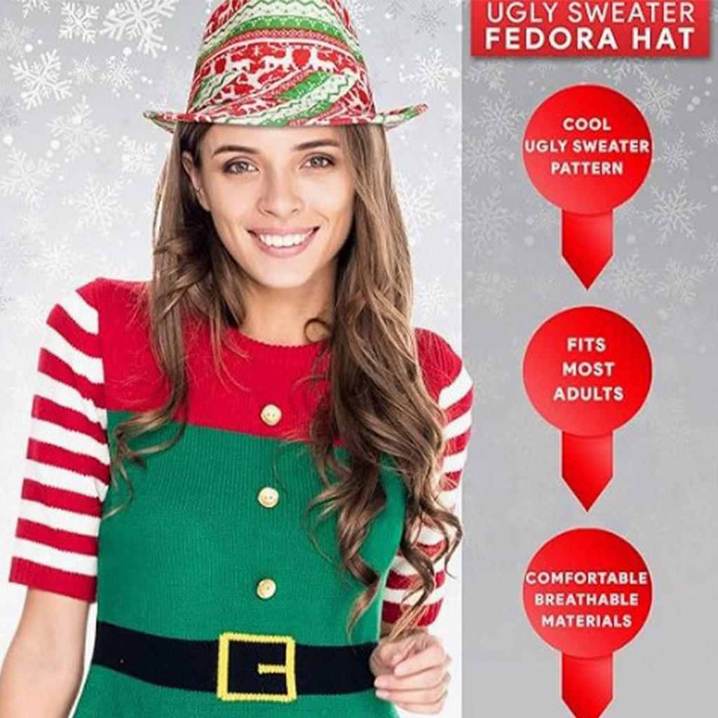 Christmas Fedora Hats For Women Foldable Classic Festive Headwear Christmas Headwear For Family Men Women Teens Party Winner