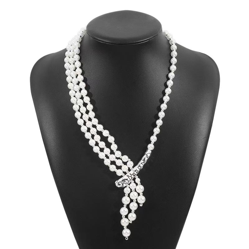Elegant Pearl Pendant Necklace for Women Multilayer Asymmetric Necklace Luxury Charming Party Banquet Jewelry Gifts Daily Wear