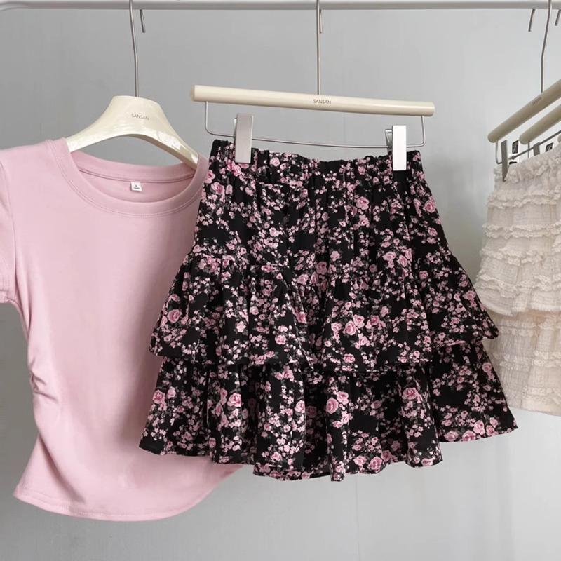 High-Waist Retro Schwarzer Floral Midi-Rock - Sommer 2025 Trendiges und Vielseitiges Mode-Stück