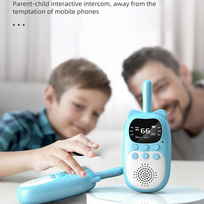 2Pcs Children Mini Walkie Talkie Rechargeable 1000mAh Handheld Interphone 3KM Long Range Kids Birthday Gift