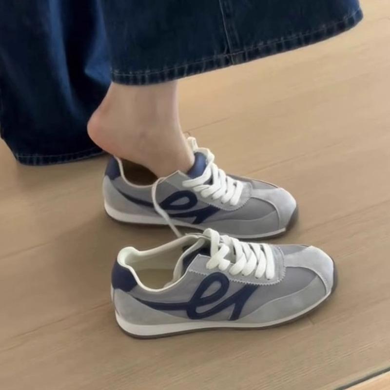 Cowhide Version~ Flat Bottom Casual Sports Shoes Versatile Round Head Retro Women's Lace-up Breathable Board Shoes
