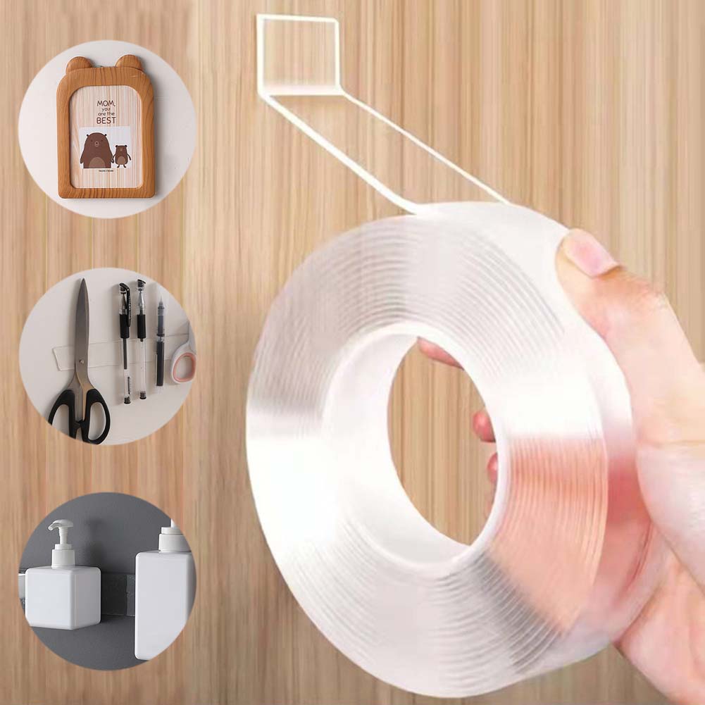 5M Double-sided Tape Transparent Nano Tape Reusable Washable Waterproof Tape Self Adhesive Tape Kitchen Bathroom Supplies Tapes