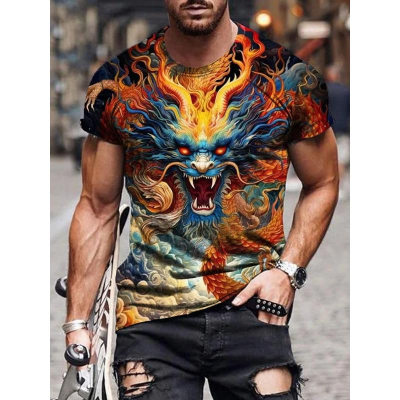 3D Draktryck Mode Herr T-shirt Daglig Casual Herr Kortärmad Sommar Utomhus Street Herrtopp Fitness Sport Herr T-shirt