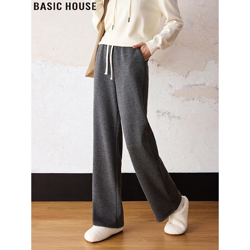 Basic House Women s Petite Fleece-Lined Loose Straight-Leg Pants M