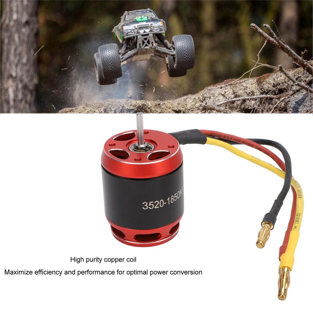 Asixxsix 1/10 RC Geared Brushless Motor Set, 1850KV, 2250KV, 3542 Outrunner Motor High Torx Rotor 14 Pole 12 Slot, RC Accessory Axle SCX10 (1850KV)