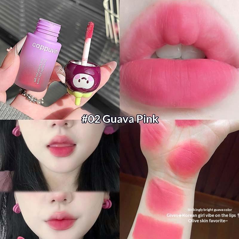 Cappuvini Matte Shimmer Lip Mud Air Dimming Velvet Mist Rose Red Lipstick Lift Long-Lasting Waterproof Non-Stick Cup Soft Makeup 2