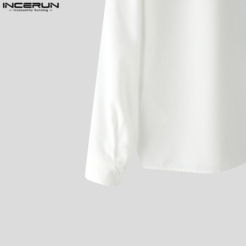 INCERUN Oversized Men Lapel Neck Long Sleeve Floral Print Chest Pockets Casual Shirts