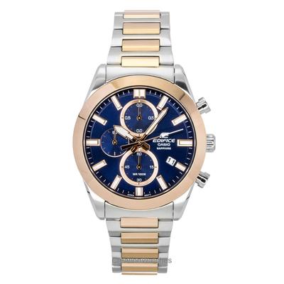 Edifice Analog Chronograph Zweifarbig Edelstahl Blaues Zifferblatt Quarz EFB-710SG-2AV 100M Herrenuhr