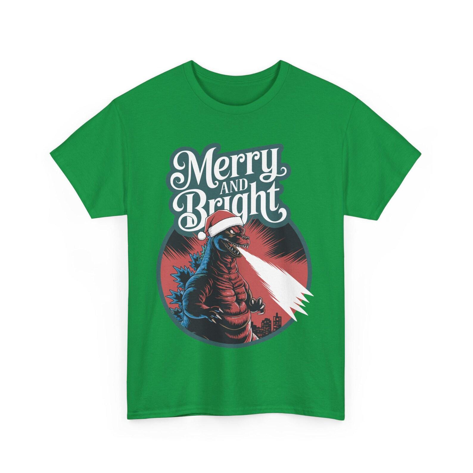 Godzilla Santa / Merry & Bright Gildan Unisex Heavy Cotton Tee 140