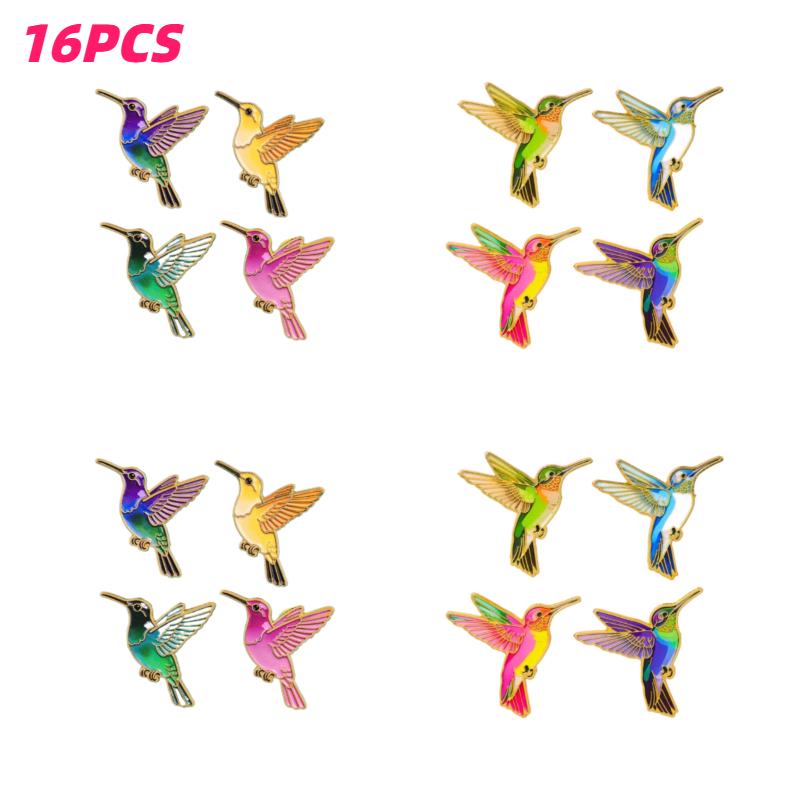 

16pcs Adorable Hummingbird Enamel Pins for Decorating Backpacks Charming Additions for Jewelry Gifts Brooches or Lapel Badges
