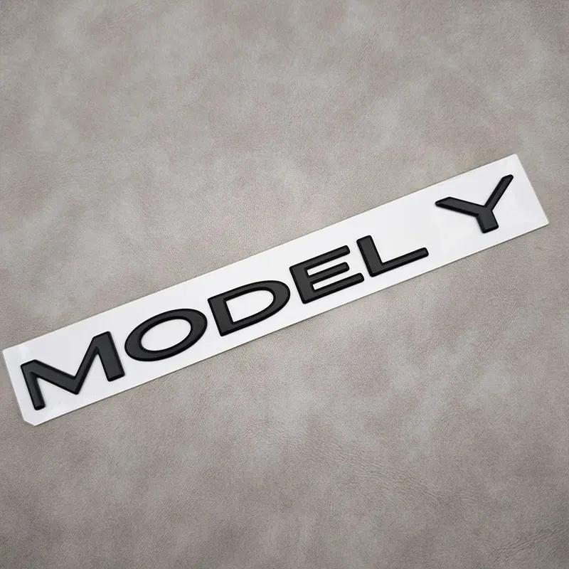 Autoaufkleber Tesla 1 Stück ABS 3D Buchstaben ModelY Logo Chrom Schwarz Aufkleber Auto Heckklappe Abzeichen Emblem Für Tesla Model Y Auto Aufkleber