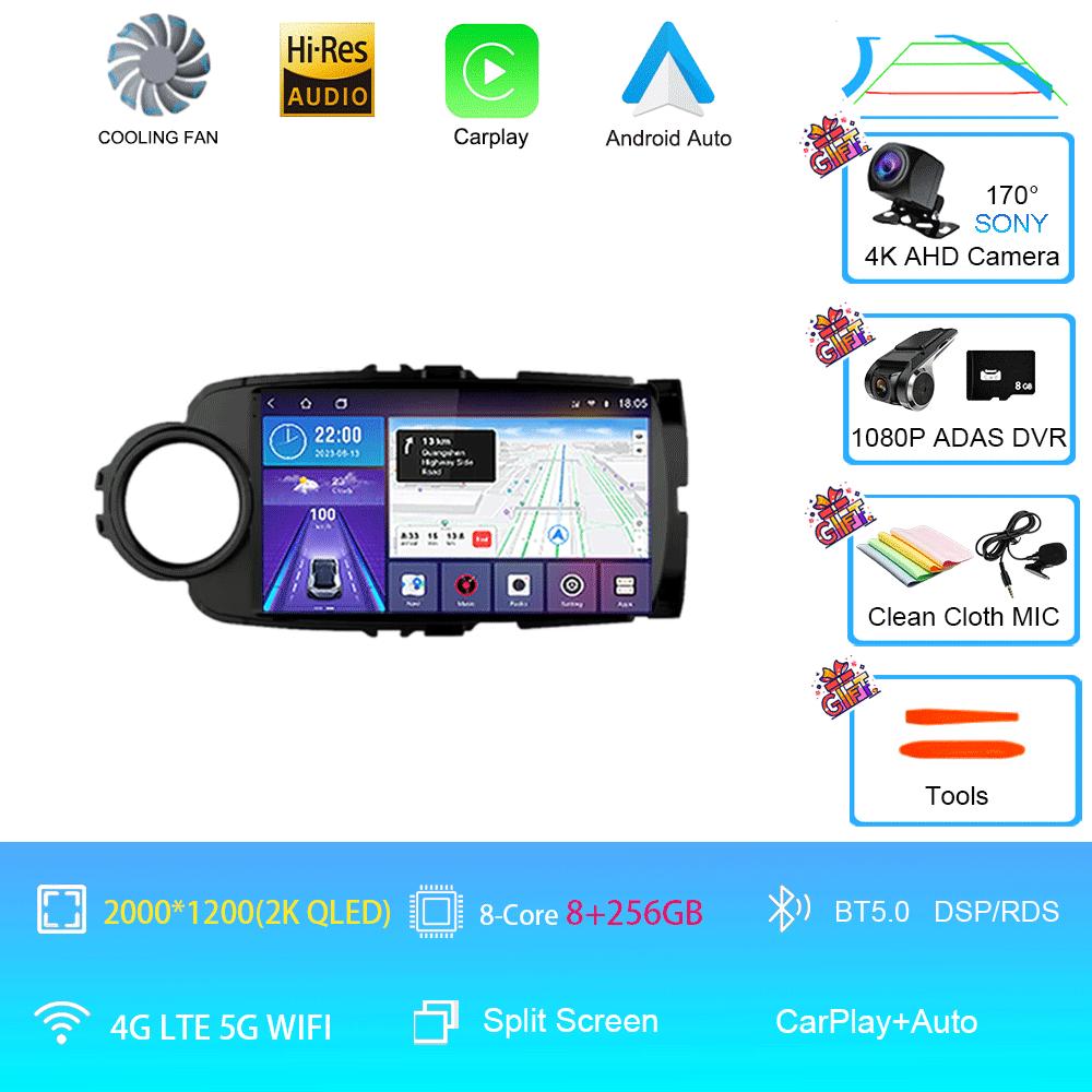 Car Radio Android 14 Autoradio For Toyota Yaris 2012 - 2017 GPS Navigation Multimedia Player Carplay Stereo 2 Din DVD WIFI+4G BT