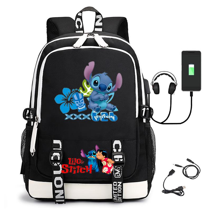 Large Capacity Backpack Printed Student USB School Bag