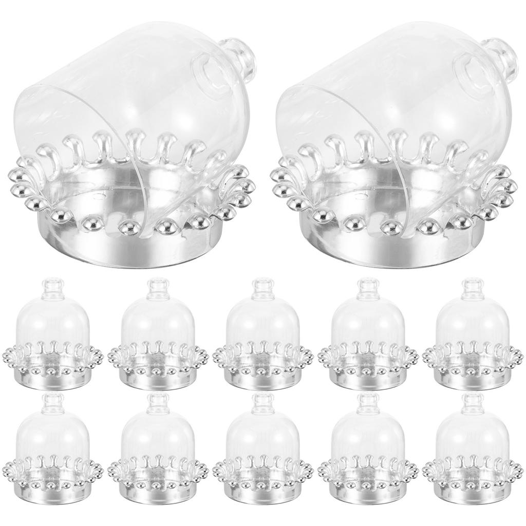 12Pcs Clear Cake Stand with Dome Cover Premium Material for Home Party Dessert Display Cake Stand with Dome Mini Dessert Plates