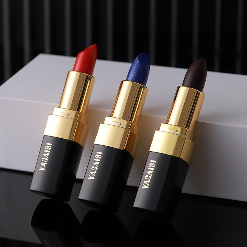 Red, Blue And Black Roses Gradually Change Warm Lipstick, Moisturizing And Moisturizing Festival Stage Makeup Gilt Color-Changing Lipstick