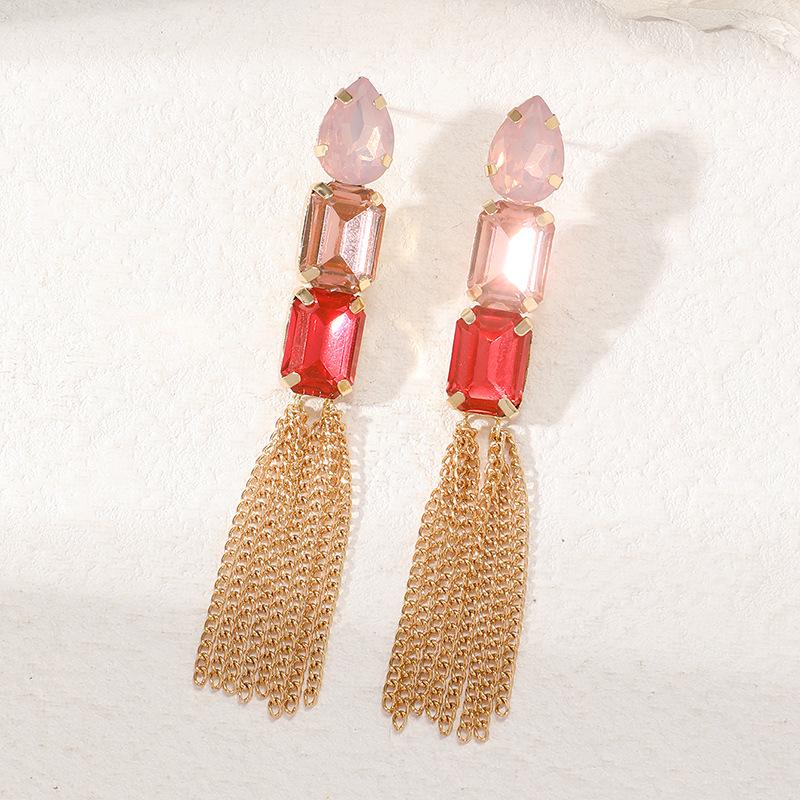 Elegant Baroque Tassel Pendant Earrings - Light Luxury Dangle Studs for Women