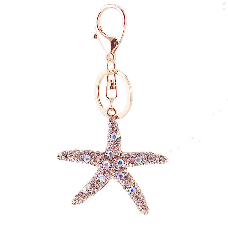 Charming Starfish Crystal Keychain Pendant for Women