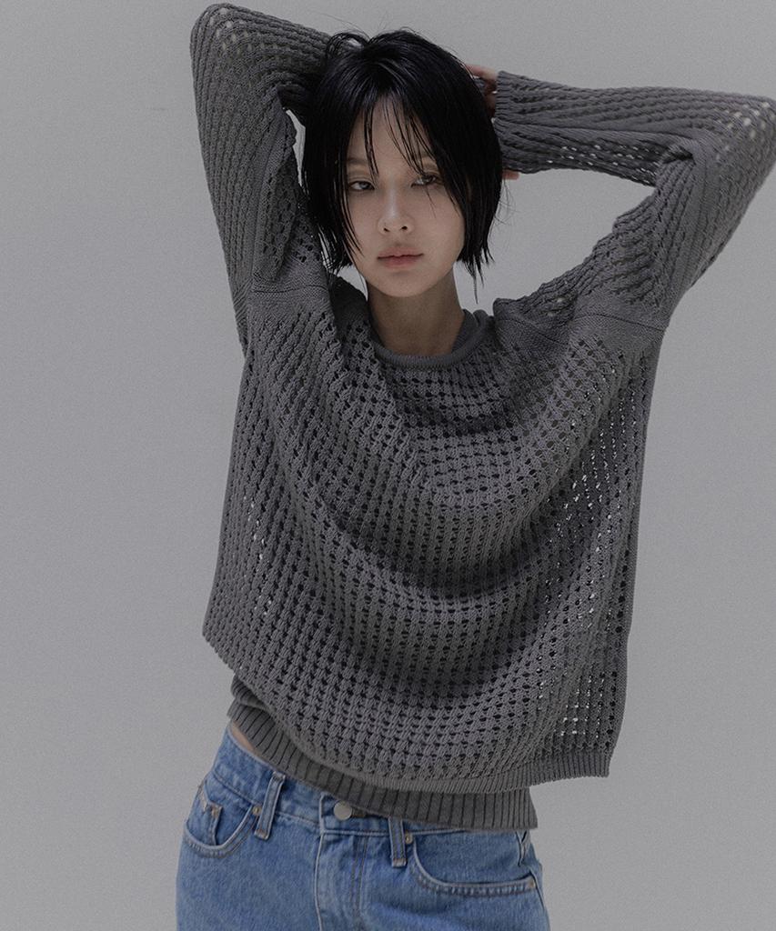 Memua Tense Raglan Linen Knit (Charcoal)