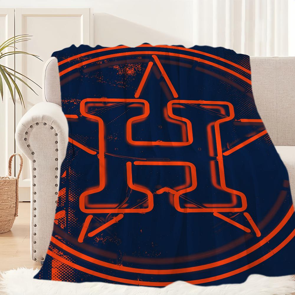 Sport Team Baseball Blanket Plush Nap Sofa Rug A-Astros-ES for Living Room Warm Office Bedroom Birthday Home Travel Kid Gifts
