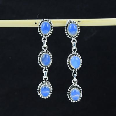 Orecchini con Pietra Preziosa Opale Latteo Naturale, Orecchini in Argento Sterling 925, Orecchini Pendenti Gioielli Boho Argento Fatti a Mano, Regalo di Fidanzamento