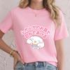 2026 Summer Cinnamoroll Fluffy Ear Hug Print Cotton T Shirt for Women Casual Soft Comfortable Top Summer Cute Everyday Wear
