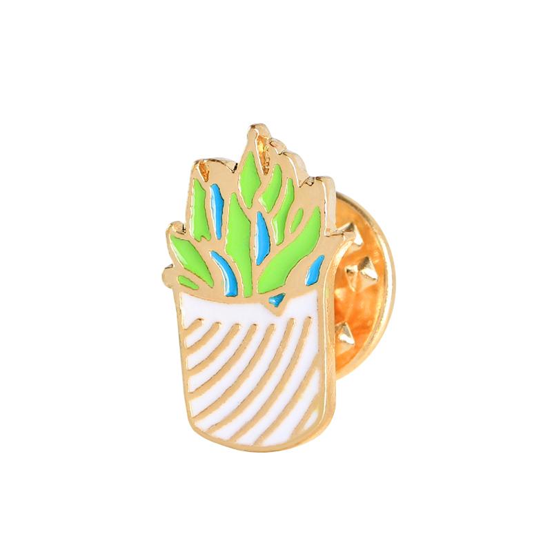 19 Styles Summer Cup Potted Design Enamel Brooches Mini Cactus Potted Plant Shaped Pins Women Girls Gardening Backpack Badge