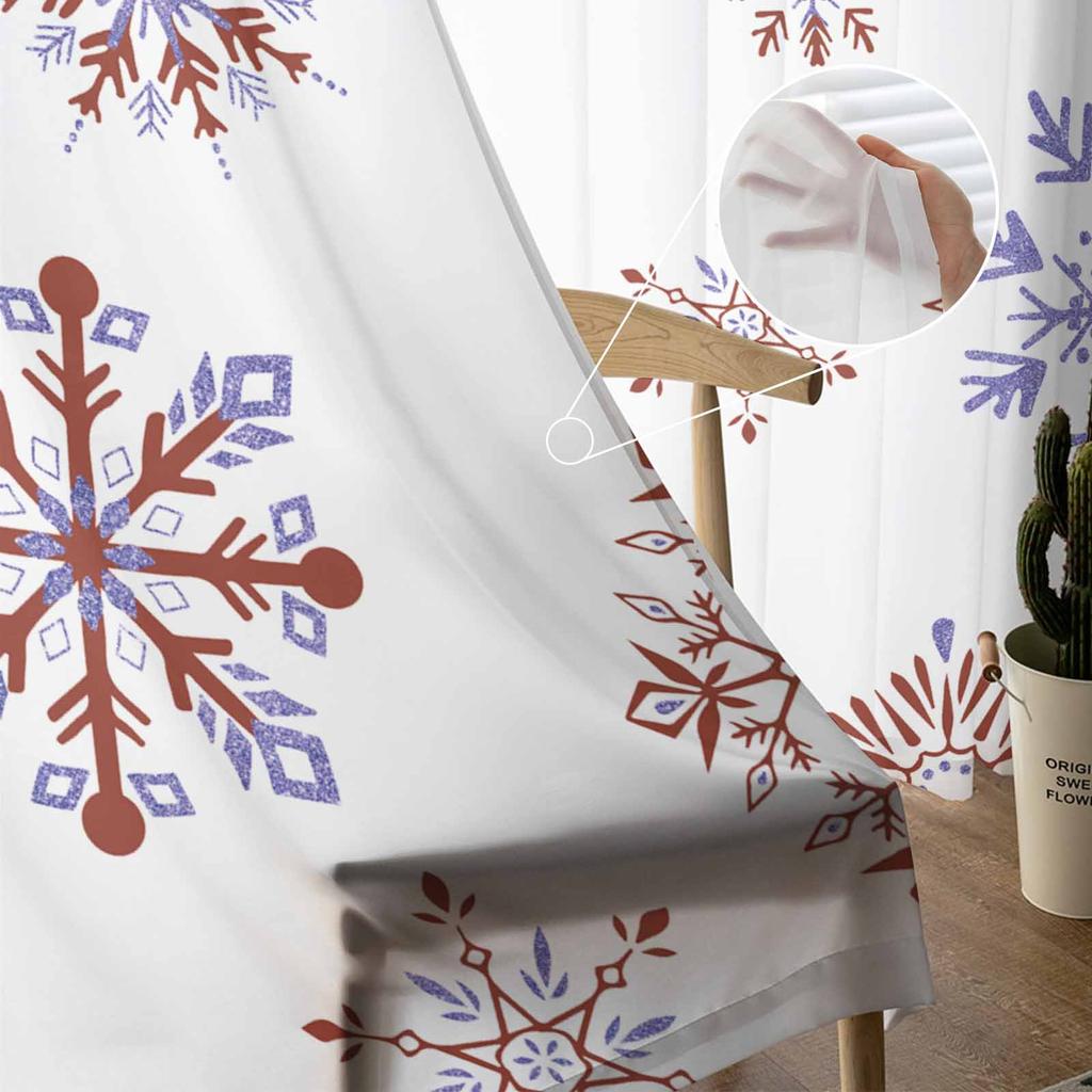 Christmas Letter Snowflakes Curtains For Living Room Bedroom Home Decoration Window Voile Tulle Curtain Drapes