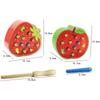 Magnetic Toy Funny Strawberry Shaped And 1 Wand And 10 Worm Game Toy Wooden Educational Toys For Preschool Kids Toddlers