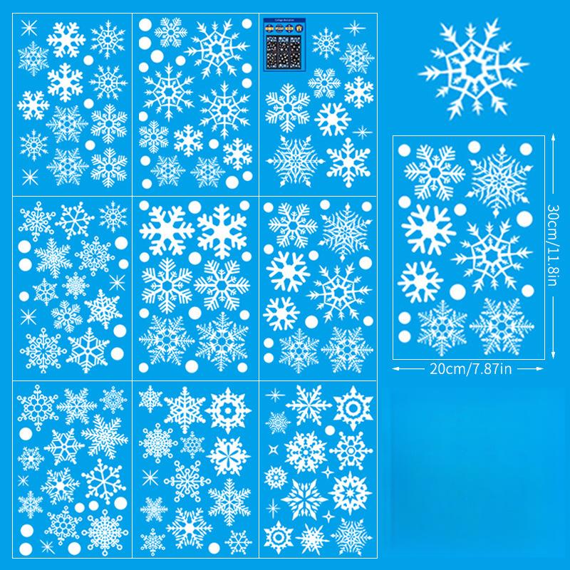 Christmas snowflakes and electrostatic stickers glass windows shop windows decorate the living room on both sides