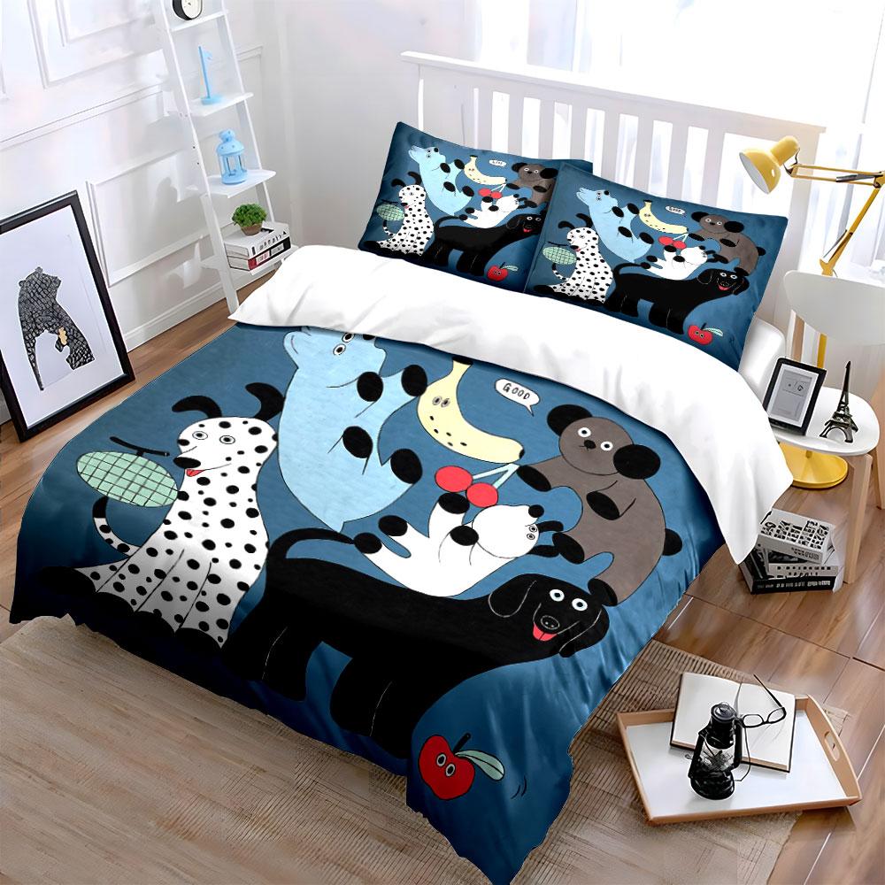 Playful Cute Animals Pattern Bedding Duvet Cover Set Duvet Cover Pillowcases (1*Duvet Cover 2*Pillowcases, without duvet insert)