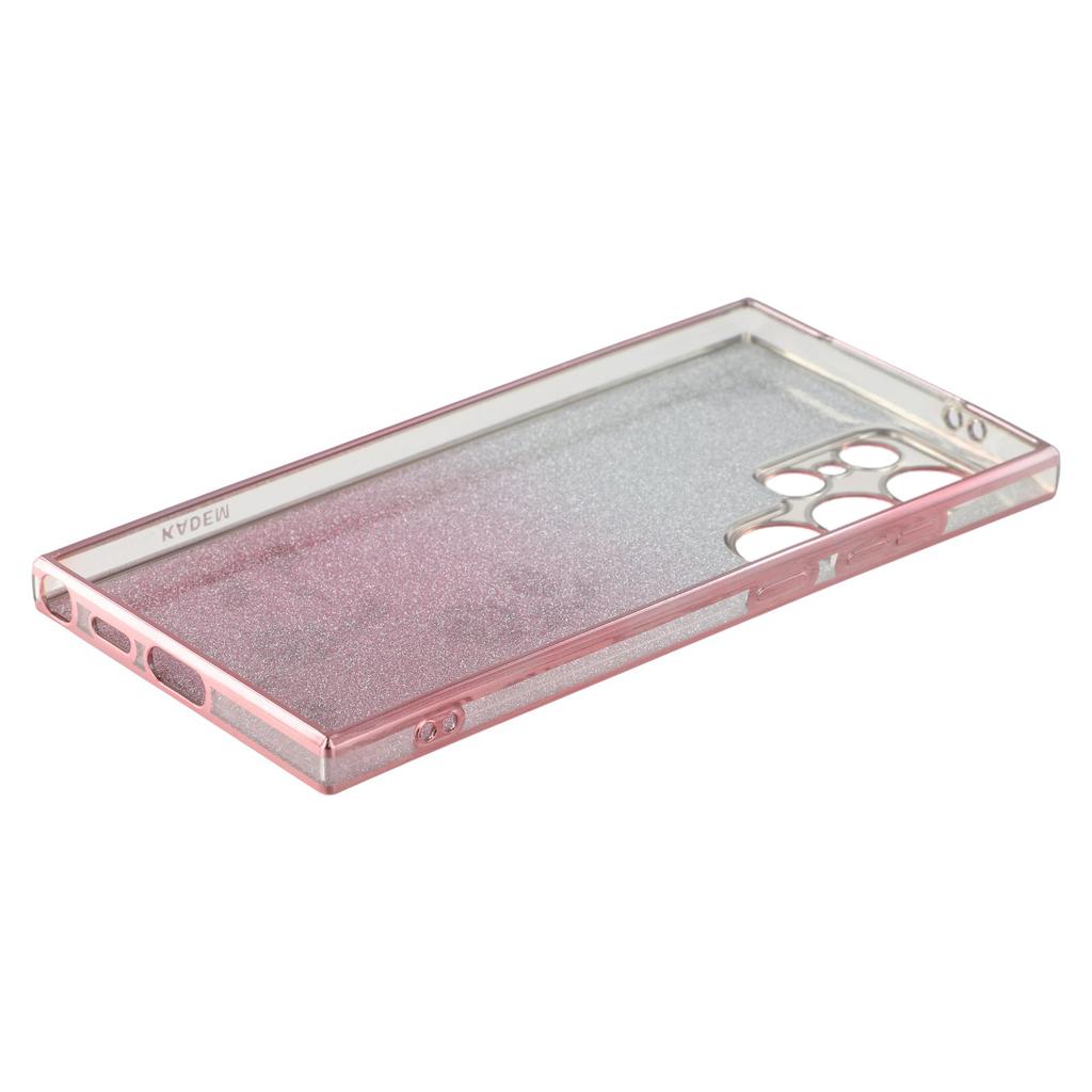 KADEM For Samsung Galaxy S22 Ultra 5G Anti-Shock Glitter Powder Flexible TPU Cell Phone Cover Flower Pattern Decor Rhinestone Phone Case Shell