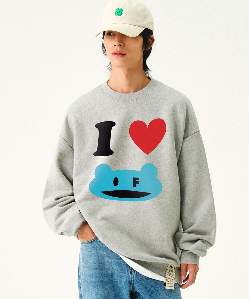 GRAVER [Unisex] I Love Of Sweatshirt_Gray