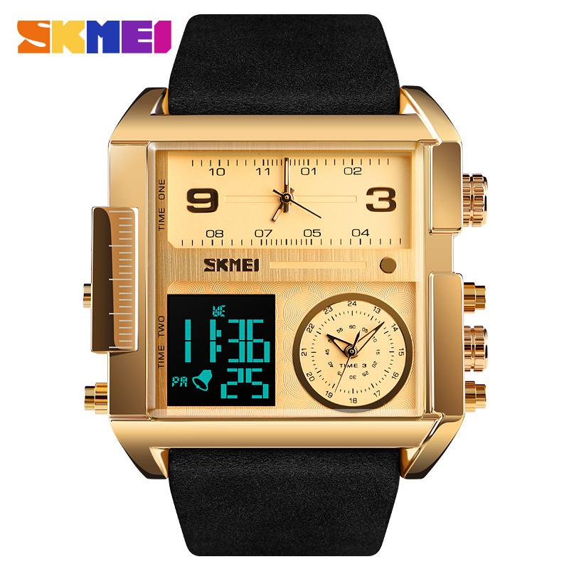 SKMEI F920 New Style China Male Digital Watch Perfect PU Leather Strap 3 Time Zone Waterproof Giant Sports Watch Kit