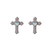 Gothic Punk Rhinestones Cross Stud Earrings for Women Men Personality Hip-Hop Heart Crystal Earrings Statement Jewelry Gifts