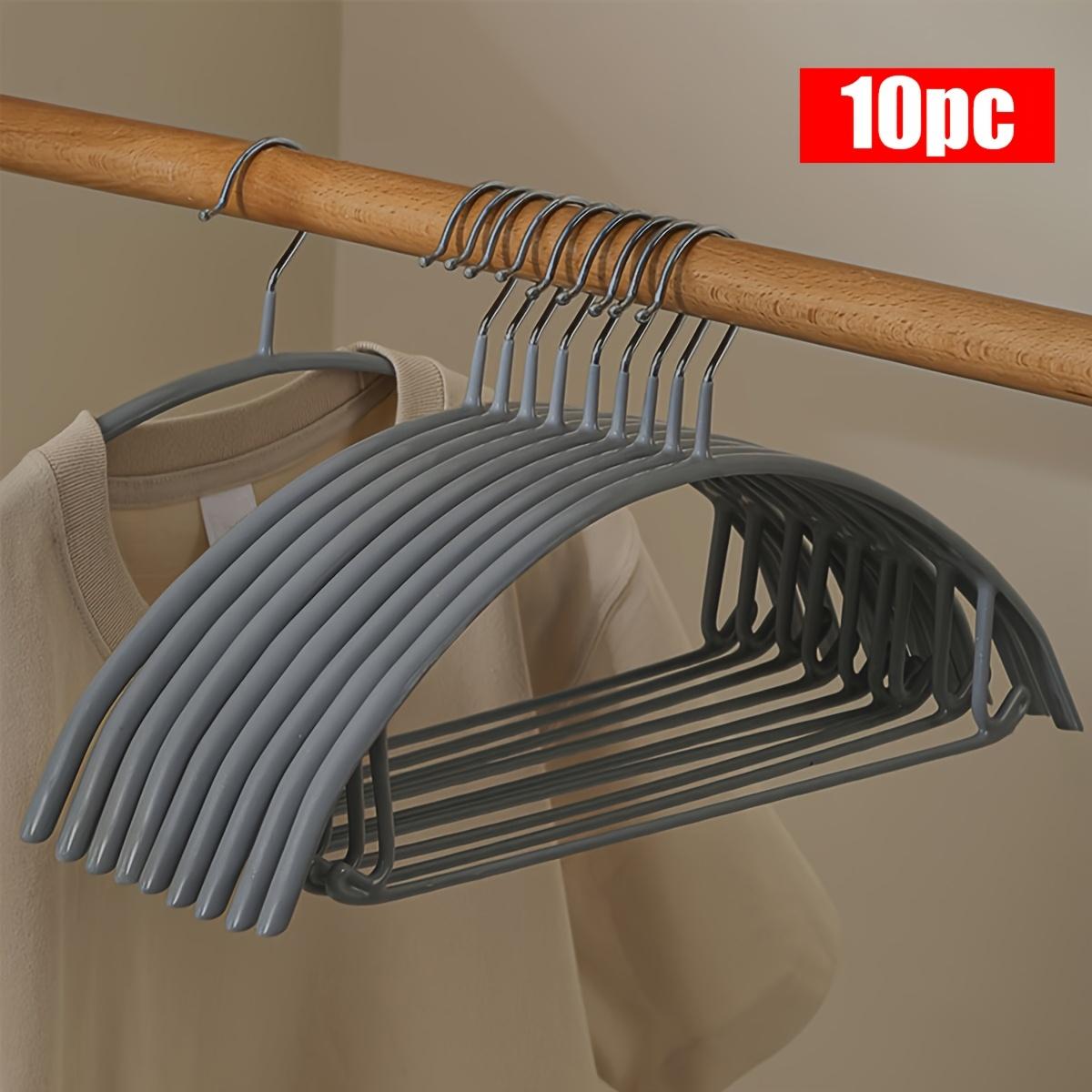 

10pcs Non-Slip Metal Hangers for Suits, Coats, and Sweaters - Black Anti-Trace Design with Hooks for Secure Clothing Storage