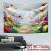 2D Frühlings-Regenbogen-Hintergrund, Bunter Garten mit Tulpen & Schmetterlingen Hintergrund für Outdoor-Themenveranstaltungen