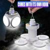 Portable Solar Camping Lantern LED Rechargeable Hanging Tent Lamp, Foldable Football Bulb with Hook Emergency Light for Outdoor Hiking Fishing