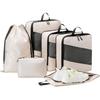 6-Piece Set Compression Feature Travel Organizer Cubes Space-Saving Organizer  Suitcase Packing