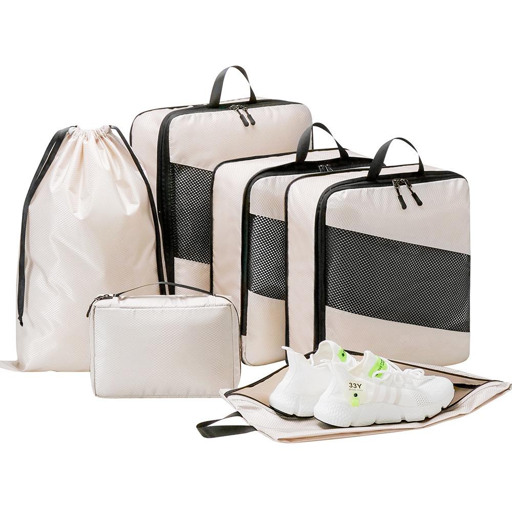 6-Piece Set Compression Feature Travel Organizer Cubes Space-Saving Organizer  Suitcase Packing