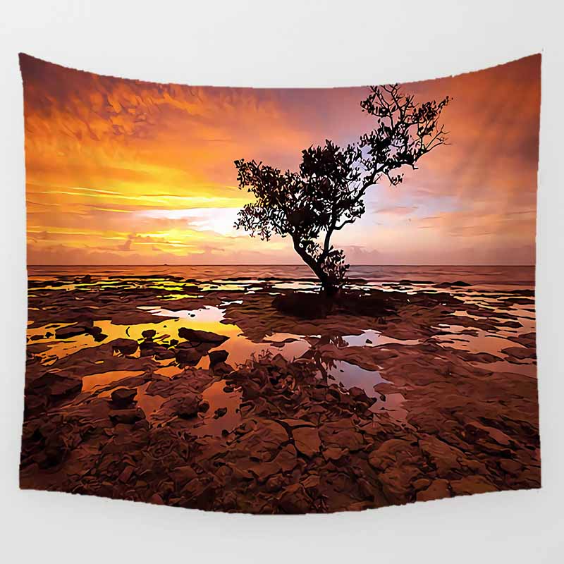Home Decor Aesthetic Landscape Art Print Polyester Tapestry Wall Hanging Bedroom Living Room Background Fabric tapiz