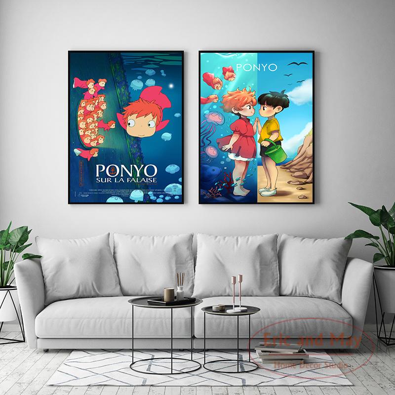 

Ponyo On TYhe Cliff Классический мультфильм Япония Аниме Принты Настенные картинки для украшения гостиной Домашний декор