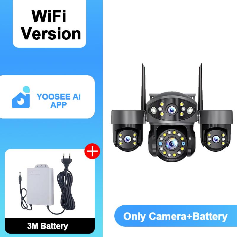 YOOSEE Ai APP WIFI Security Camera Three Lens HD 15MP Outdoor 360° PTZ CCTV Ai Motion Detection Tracking Two Way Intercom Night Vision