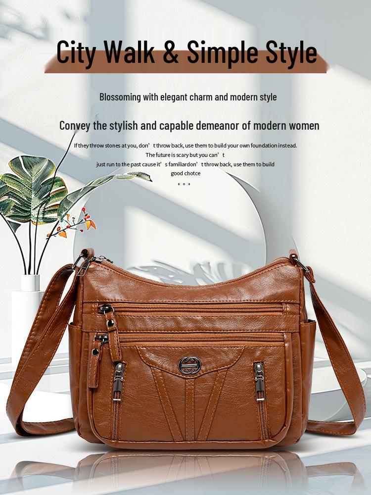 Versatile Leather Crossbody Shoulder Bag for Women - Large Capacity, Ideal for Commuting and Outings