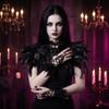 Set Mantellina e Guanti Gotici con Piume e Design Traforato in Pizzo per Costume di Halloween