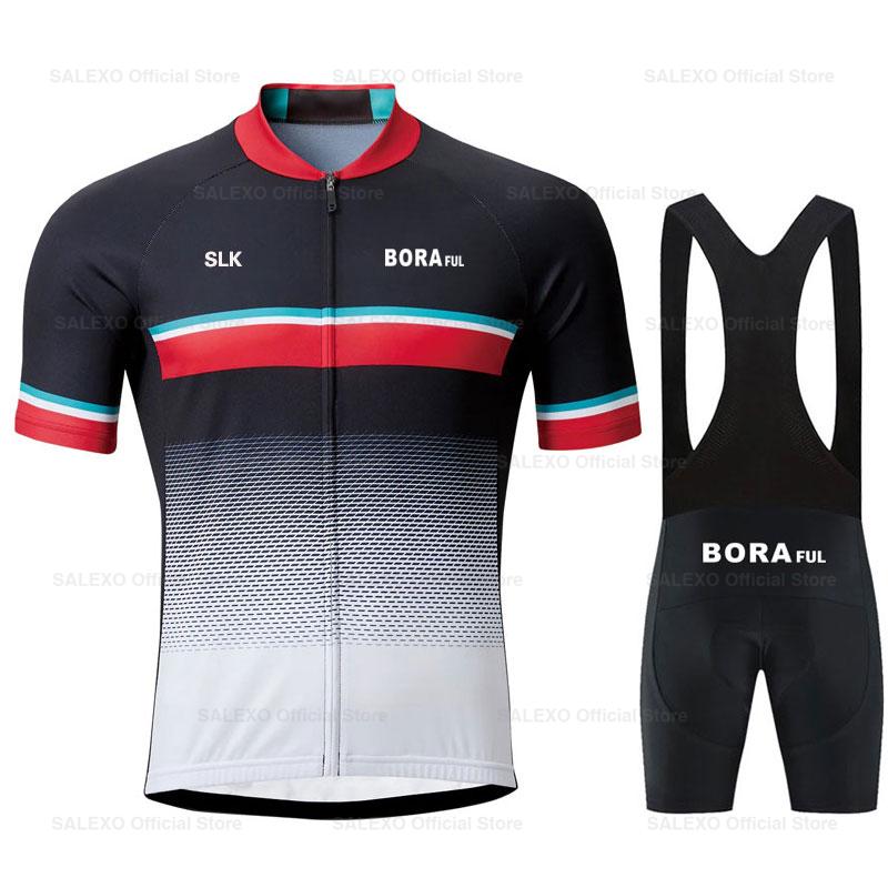 

Boraful Cycling Clothes 2023 Summer Outdoor Riding Bike MTB Clothing Short Sleeve Sportswear Suit Men Cycling Jersey Bib Shorts