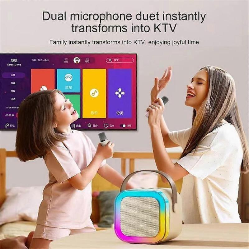 Bluetooth Wireless Portable Speaker Multi-function Karaoke with 2 Microphone Music Player Karaoke Machine For Kids Adults Home