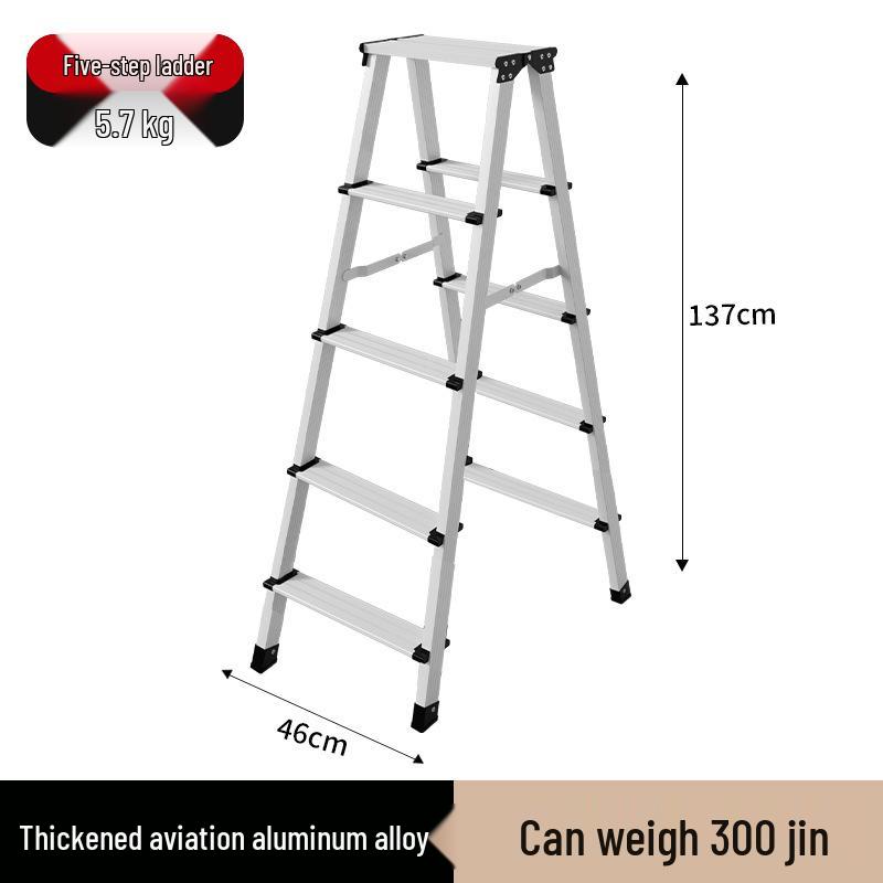 Lightweight Aluminum Folding A-frame Ladder: Widened, Multi-functional, Double-sided & Portable for Indoor Use
