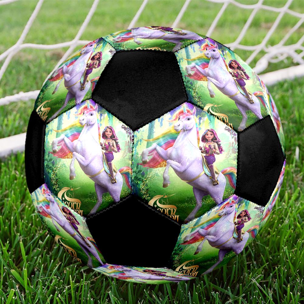 Unicorn Academy Indoor Soccer Ball Colorful Machine Stitched PVC Size 5 Team Training Competition Ready Durable High-Bounce Cool Sports Gift