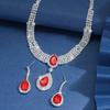 Source manufacturer cross-border exclusive temperament inlaid full diamond necklace earrings two-piece set new
