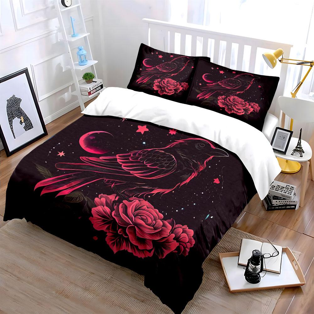 Raven Rose Night Decor Set Soft Comfortable Duvet Cover Bedding Set Included 1*Duvet Cover & 2*Pillowcases, Gift